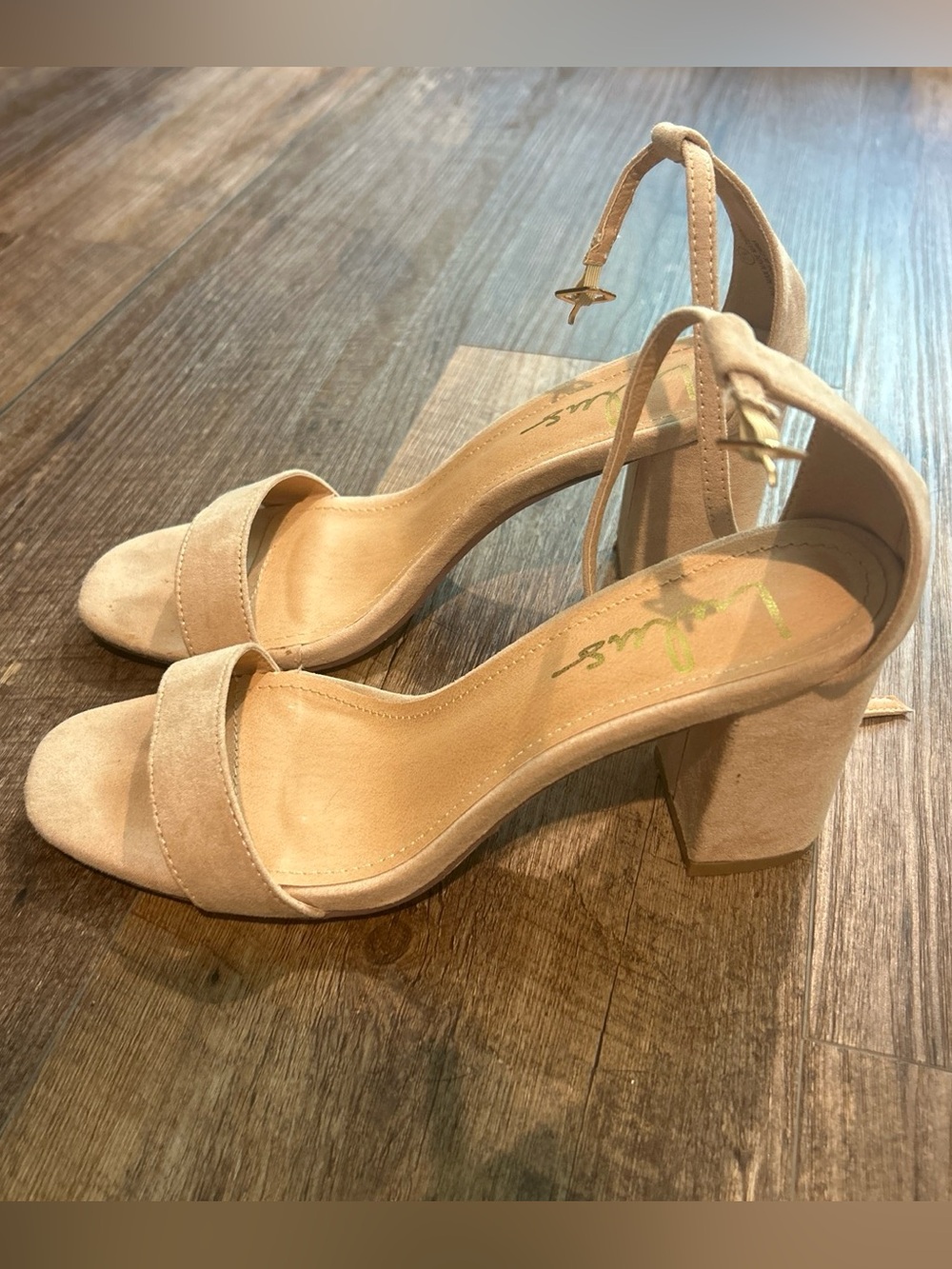 Lulu's Nude/Tan Suede Block Heel Sandals